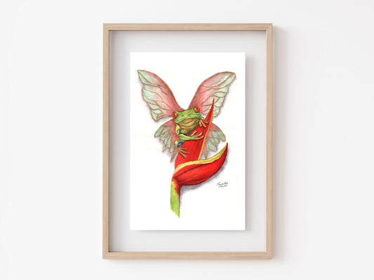 Heliconia Frog Art Print 7.5x10
