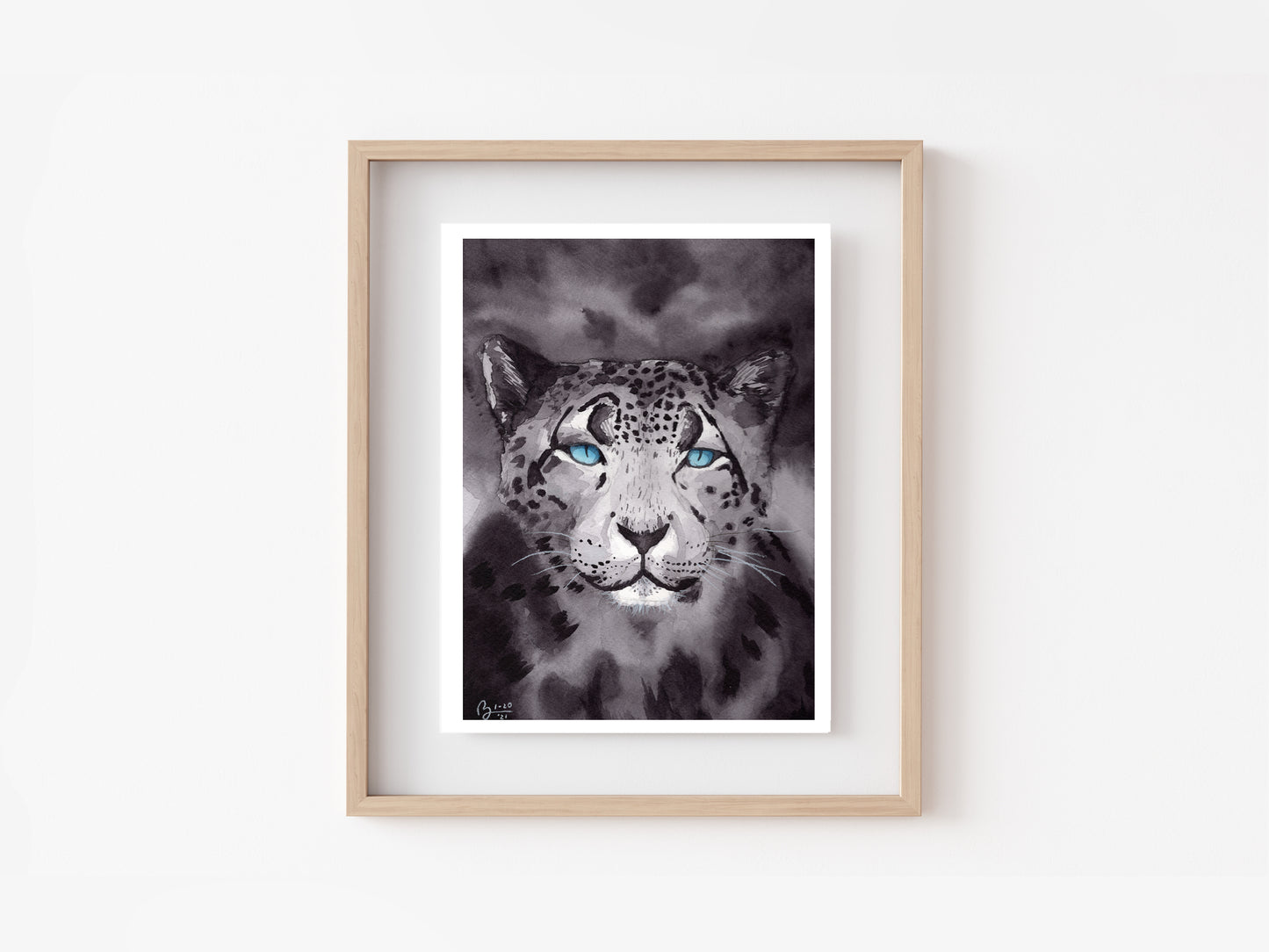Snow Leopard Art Print 8x10